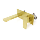Darrahopens Furniture > Bathroom > Shower Heads & Screens Brushed Gold Square Wall Mount Basin Mixer Laundry Vanity Tap Spout Faucet Set