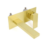 Darrahopens Furniture > Bathroom > Shower Heads & Screens Brushed Gold Square Wall Mount Basin Mixer Laundry Vanity Tap Spout Faucet Set