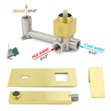 Darrahopens Furniture > Bathroom > Shower Heads & Screens Brushed Gold Square Wall Mount Basin Mixer Laundry Vanity Tap Spout Faucet Set