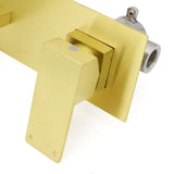 Darrahopens Furniture > Bathroom > Shower Heads & Screens Brushed Gold Square Wall Mount Basin Mixer Laundry Vanity Tap Spout Faucet Set