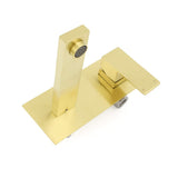 Darrahopens Furniture > Bathroom > Shower Heads & Screens Brushed Gold Square Wall Mount Basin Mixer Laundry Vanity Tap Spout Faucet Set