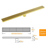 Darrahopens Furniture > Bathroom > Shower Heads & Screens Brushed Gold SUS 900mm Strip Fence Bathroom Floor Shower Grate Drain 50mm Outlet