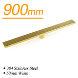 Darrahopens Furniture > Bathroom > Shower Heads & Screens Brushed Gold SUS 900mm Strip Fence Bathroom Floor Shower Grate Drain 50mm Outlet