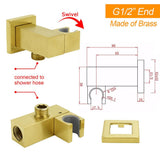 Darrahopens Furniture > Bathroom > Shower Heads & Screens Brushed Gold Swivel Shower Head Holder Bracket Wall Inlet Elbow Water Connector 1/2 Inch