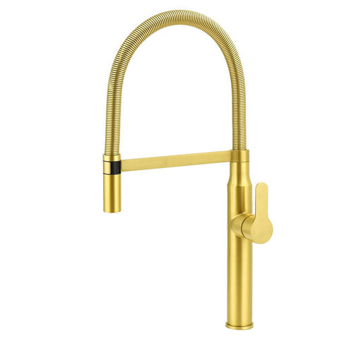 Darrahopens Furniture > Bathroom > Shower Heads & Screens Brushed Gold Tall Kitchen Sink Basin Mixer 360º Swivel Faucet Tap Pull Out Spout