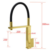 Darrahopens Furniture > Bathroom > Shower Heads & Screens Brushed Gold Tall Kitchen Sink Basin Mixer Swivel Faucet Tap Pull Out Spout Head