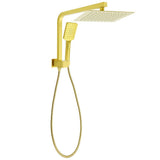 Brushed Gold Twin Shower 10" Rain Head Handheld Diverter Wall Arm Set Square | darrahopens.com.au Premium AU Stock