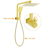 Brushed Gold Twin Shower 10" Rain Head Handheld Diverter Wall Arm Set Square Taps | darrahopens.com.au Premium AU Stock