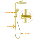 Brushed Gold Twin Shower Large Round 12" Rain Head Handheld Silde Wall Rail Arm Small Face Mixer | darrahopens.com.au Premium AU Stock