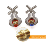 Darrahopens Furniture > Bathroom > Shower Heads & Screens Brushed Nickel 1/4 Turn Twin Shower Taps Set Hot Cold Water Control Vanity Mixer