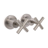 Darrahopens Furniture > Bathroom > Shower Heads & Screens Brushed Nickel 1/4 Turn Twin Shower Taps Set Hot Cold Water Control Vanity Mixer