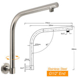 Brushed Nickel 10" Round Rainfall Shower Head 360°Swivel Gooseneck Wall Arm Set | darrahopens.com.au Premium AU Stock