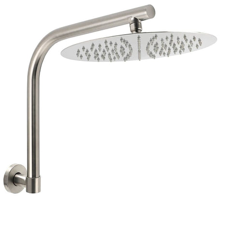 Brushed Nickel 12" Round Rainfall Shower Head 360°Swivel Gooseneck Wall Arm Set | darrahopens.com.au Premium AU Stock