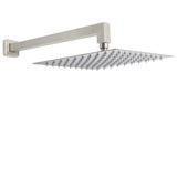 Brushed Nickel 12" Square Rainfall Shower Head + 400mm Straight Wall Mount Arm | darrahopens.com.au Premium AU Stock