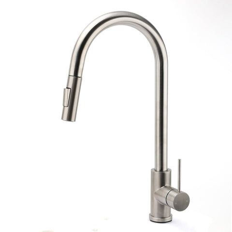 Brushed Nickel 2 Way Spray Kitchen Mixer Tap Pull Out Sink Laundry Swivel Faucet | darrahopens.com.au Premium AU Stock