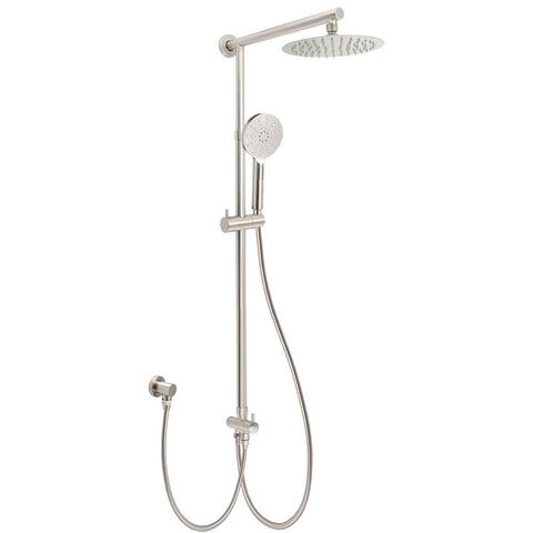 Brushed Nickel 2in1 Round 8" Stainless Steel Rain Head Shower Handheld Sliding Rail Arm Set | darrahopens.com.au Premium AU Stock