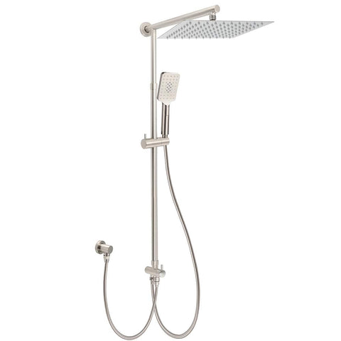Darrahopens Furniture > Bathroom > Shower Heads & Screens Brushed Nickel 2in1 Square 12" Thin Rainfall Head Shower 3 Modes Handheld Sliding Rail Arm Set