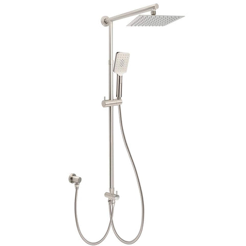 Brushed Nickel 2in1 Square 8" Thin Rainfall Head Shower Handheld Sliding Rail Arm Set | darrahopens.com.au Premium AU Stock