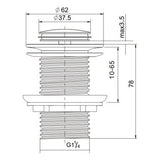 Darrahopens Furniture > Bathroom > Shower Heads & Screens Brushed Nickel 32mm Push Pop Up Waste Plug Non-Overflow Basin Sink Drain Outlet