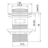 Darrahopens Furniture > Bathroom > Shower Heads & Screens Brushed Nickel 32mm Push Pop Up Waste Plug Overflow Basin Sink Drain Outlet Kit
