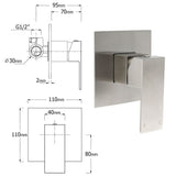 Brushed Nickel 8" Rain Head Shower Square 3 Modes Handheld Sliding Rail Arm Mixer Dual Set | darrahopens.com.au Premium AU Stock