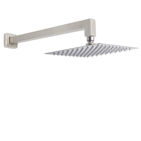 Darrahopens Furniture > Bathroom > Shower Heads & Screens Brushed Nickel 8" Square Rainfall Shower Head + 400mm Straight Wall Mount Arm
