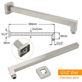 Darrahopens Furniture > Bathroom > Shower Heads & Screens Brushed Nickel 8" Square Rainfall Shower Head + 400mm Straight Wall Mount Arm