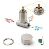 Darrahopens Furniture > Bathroom > Shower Heads & Screens Brushed Nickel Bath Shower Mixer Round 1/4 Knob Hot Cold Tap Cartridge Spindle