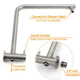 Brushed Nickel Dual Shower Set Sliding Rail Arm 12" Round Head Handheld Hot Cold Control Mixer Valve | darrahopens.com.au Premium AU Stock