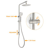 Brushed Nickel Dual Shower Set Sliding Rail Arm 8" Round Head Handheld Silver | darrahopens.com.au Premium AU Stock