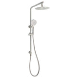 Brushed Nickel Dual Shower Set Sliding Rail Arm 8" Round Head Handheld Silver | darrahopens.com.au Premium AU Stock