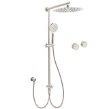 Darrahopens Furniture > Bathroom > Shower Heads & Screens Brushed Nickel Round 12" Large Rain Head Shower Handheld Sliding Rail Arm Chrome Set + Twin Taps