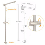 Darrahopens Furniture > Bathroom > Shower Heads & Screens Brushed Nickel Round 12" Large Rain Head Shower Handheld Sliding Rail Arm Chrome Set + Twin Taps