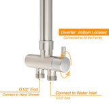 Darrahopens Furniture > Bathroom > Shower Heads & Screens Brushed Nickel Round 12" Rain Head Shower Single Mode Handheld Sliding Rail Arm Mixer 2in1 Set