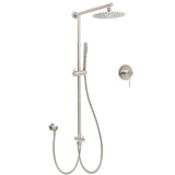 Darrahopens Furniture > Bathroom > Shower Heads & Screens Brushed Nickel Round 8" Rain Head Shower 1 Mode Handheld Sliding Rail Arm Mixer 2in1 Set