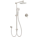 Brushed Nickel Round 8" Rain Head Shower Handheld Sliding Rail Arm Mixer 2in1 Set | darrahopens.com.au Premium AU Stock