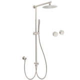 Darrahopens Furniture > Bathroom > Shower Heads & Screens Brushed Nickel Round 8" Rain Head Shower Stainless Steel Handheld Sliding Rail Arm Chrome Set + Twin Taps
