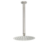 Brushed Nickel Round 8" Shower Rain Head + 300mm Brass Ceiling Dropper Arm Set | darrahopens.com.au Premium AU Stock