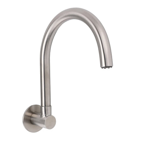Darrahopens Furniture > Bathroom > Shower Heads & Screens Brushed Nickel Round Gooseneck Arm Faucet Water Outlet Wall Mount Bathtub Spout