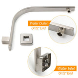 Darrahopens Furniture > Bathroom > Shower Heads & Screens Brushed Nickel Silver Square 12" Rain Shower Head & Brass Gooseneck Wall Arm Set