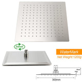 Darrahopens Furniture > Bathroom > Shower Heads & Screens Brushed Nickel Silver Square 12" Rain Shower Head & Brass Gooseneck Wall Arm Set