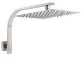 Darrahopens Furniture > Bathroom > Shower Heads & Screens Brushed Nickel Silver Square 12" Rain Shower Head & Brass Gooseneck Wall Arm Set