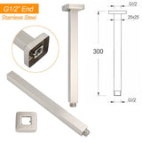 Brushed Nickel Square 10" Rain Shower Head 300mm Brass Ceiling Dropper Arm Set | darrahopens.com.au Premium AU Stock