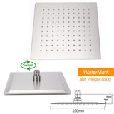 Brushed Nickel Square 10" Rain Shower Head 300mm Brass Ceiling Dropper Arm Set | darrahopens.com.au Premium AU Stock