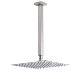 Brushed Nickel Square 10" Rain Shower Head 300mm Brass Ceiling Dropper Arm Set | darrahopens.com.au Premium AU Stock