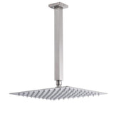 Brushed Nickel Square 12" Rain Shower Head 300mm Brass Ceiling Dropper Arm Set | darrahopens.com.au Premium AU Stock