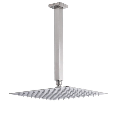 Brushed Nickel Square 12" Rain Shower Head 300mm Brass Ceiling Dropper Arm Set | darrahopens.com.au Premium AU Stock
