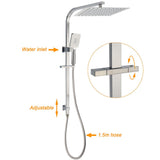 Brushed Nickel Square 2in1 Shower Set Large 12" Rain Head 3 Modes Handheld Silding Rail Arm | darrahopens.com.au Premium AU Stock