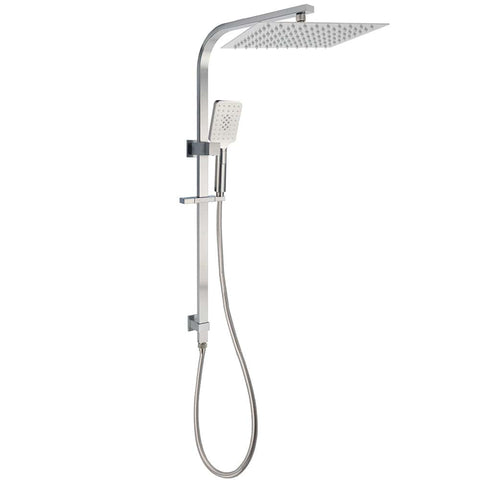 Brushed Nickel Square 2in1 Shower Set Large 12" Rain Head 3 Modes Handheld Silding Rail Arm | darrahopens.com.au Premium AU Stock