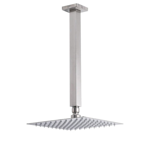 Brushed Nickel Square 8" Rain Shower Head 300mm Brass Ceiling Dropper Arm Set | darrahopens.com.au Premium AU Stock